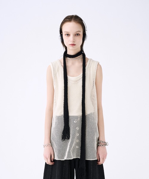 supplier サプライヤー メッシュタンクトップ タンクトップ Mesh layered tank top / メッシュレイヤード
