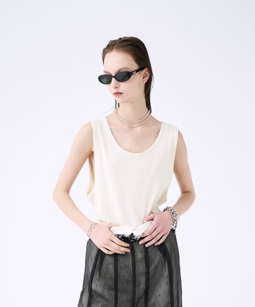 supplier サプライヤー メッシュタンクトップ タンクトップ Mesh layered tank top / メッシュレイヤード