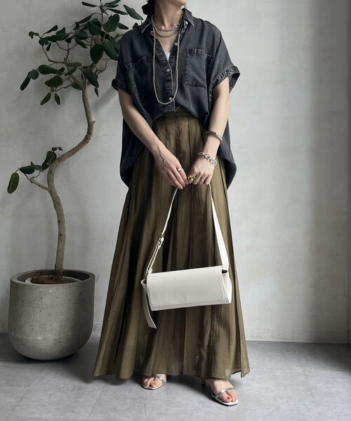 DouDou（ドゥドゥ） ブラウス シャツ リヨセルデニムバック切替シャツ