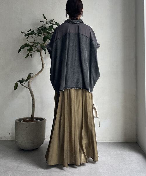 DouDou（ドゥドゥ） ブラウス シャツ リヨセルデニムバック切替シャツ