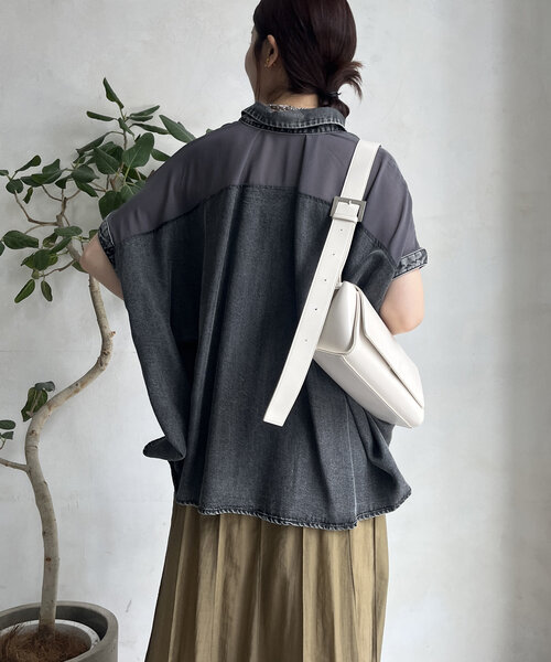 DouDou（ドゥドゥ） ブラウス シャツ リヨセルデニムバック切替シャツ