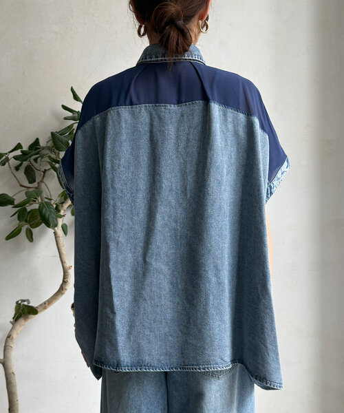 DOUDOU⭐︎美品　テンセルデニムバック切替シャツ WEB限定】テンセルデニムバック切替シャツ | DOUDOU(ドゥドゥ