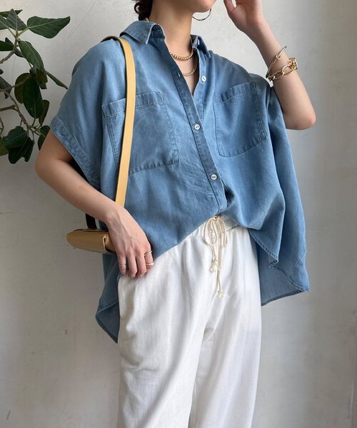 DOU DOUテンセルデニムバック切替シャツ DouDou（ドゥドゥ）の「【WEB限定】テンセルデニムバック切替