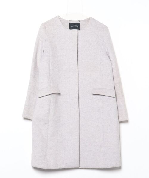 早い者勝ち☆ 新品未使用René グレー 毛皮袖口 コート green label relaxing（グリーンレーベルリラクシング） ノーカラー