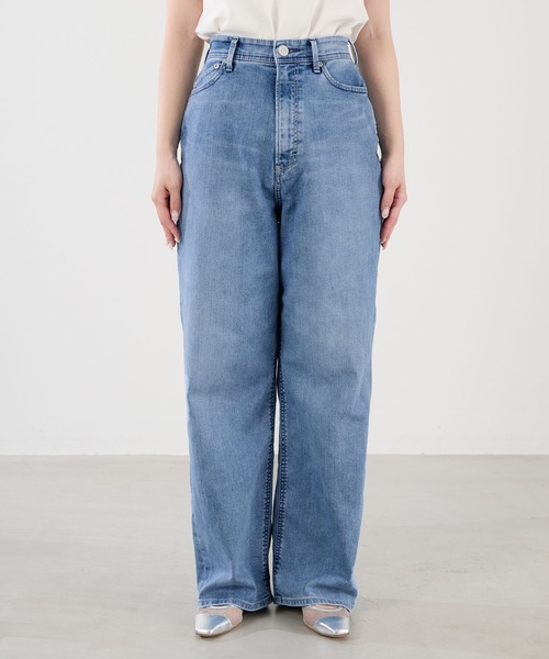 美品　ヤヌーク　ワイドフルアデニム　ジーンズ　ブルー　ストレッチ　24 YANUK（ヤヌーク） ワイドパンツ ジーンズ デニム デニムパンツ