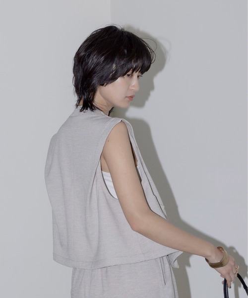 Eimee Law ベスト ジレ ショルダータック クロップドベスト