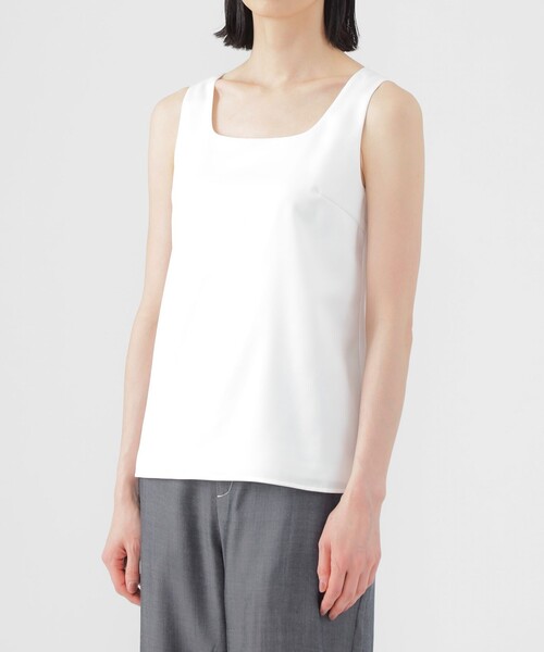 tシャツ 「ウォッシャブル」ストレッチサテンコンビタンクトップ レディース TRANS WORK tシャツ 「ウォッシャブル」ストレッチサテンコンビ