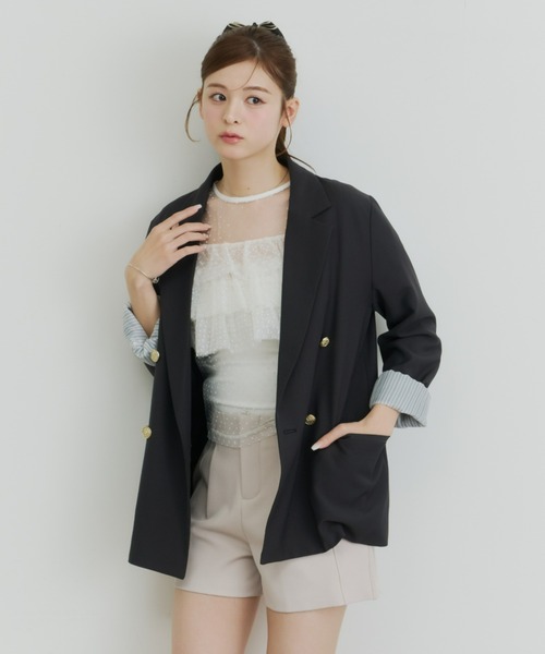 Olu.（オルドット） ブラウス シャツ 半袖 フロッキードットフリル