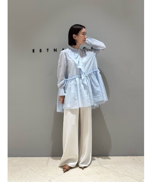【極美品】ESTNATIONノソロテックスフリルブラウス タグ付き⭐︎エストネーション ソロテックス フリル ブラウス