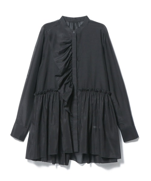 ブラウス シャツ 「復刻」ESTNATION / コットンシルク フリルチュニックブラウス レディース ESTNATION ブラウス シャツ 「復刻」ESTNATION / コットンシルク