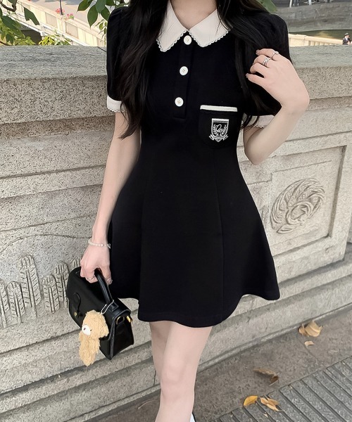 【希少】【美品】Black one piece 袖フレアブラックゆるピタワンピ 2401084-1.jpg