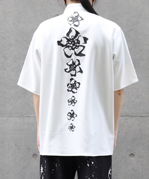 REZEN（リゼン） シャツ 半袖 椿スタンド襟ZIPシャツ メンズ