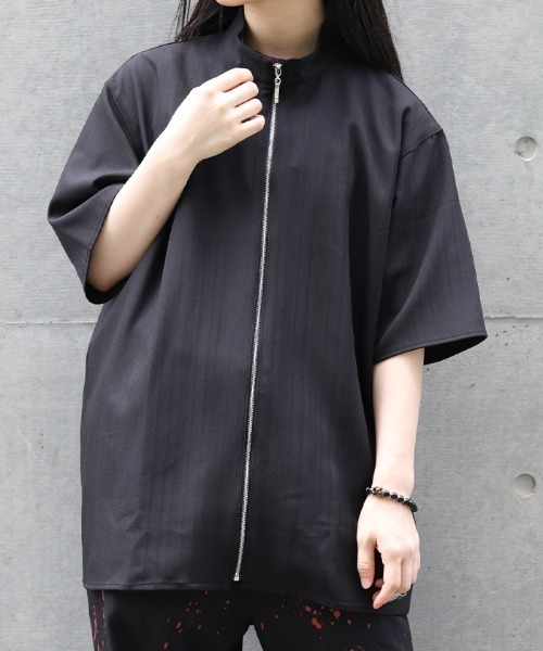 REZEN(リゼン) シャツ 半袖 椿スタンド襟ZIPシャツ メンズ REZEN(リゼン) シャツ 半袖 椿スタンド襟ZIPシャツ メンズ