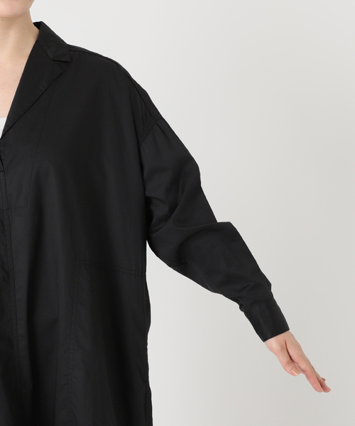 IENA ハイカウントツイルシャツワンピース　ブラック イエナ IENA 《WEB限定/追加予約》ハイカウントツイルシャツ
