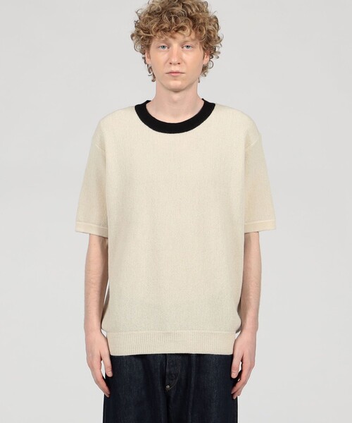 セーター ニット 「別注」Raffa Molina パイピング クルーネック ハーフスリーブニット メンズ
