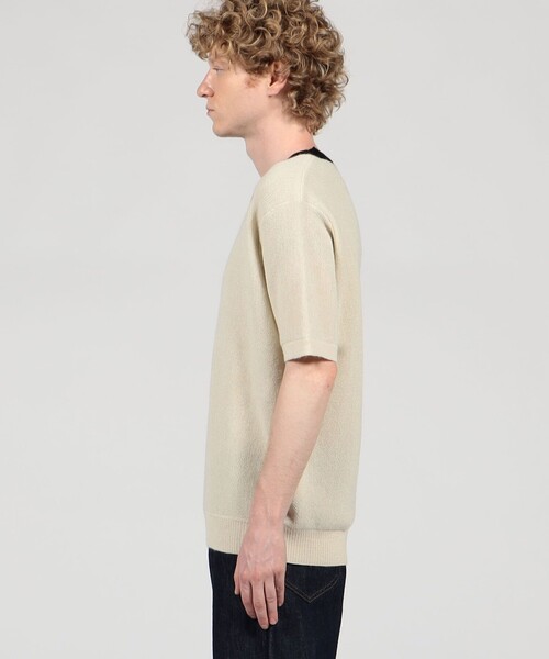 セーター ニット 「別注」Raffa Molina パイピング クルーネック ハーフスリーブニット メンズ
