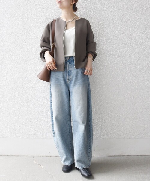 SHIPS any ジャケット ノーカラージャケット any:「洗濯機可能」ダブル