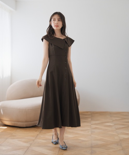 MAXMara 襟付きワンピース ブラック M キレイめ オシャレ ボタン セール】□2023秋冬新作□襟付きマーメイドワンピース/MM337419