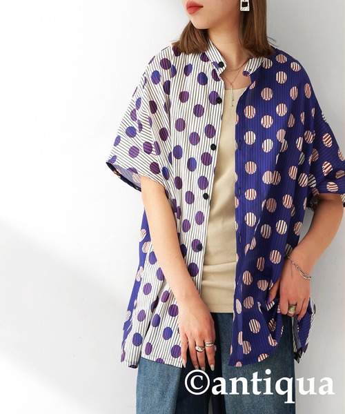 [antiqua] 7 минут рукав блуза ONESIZE белый женский 