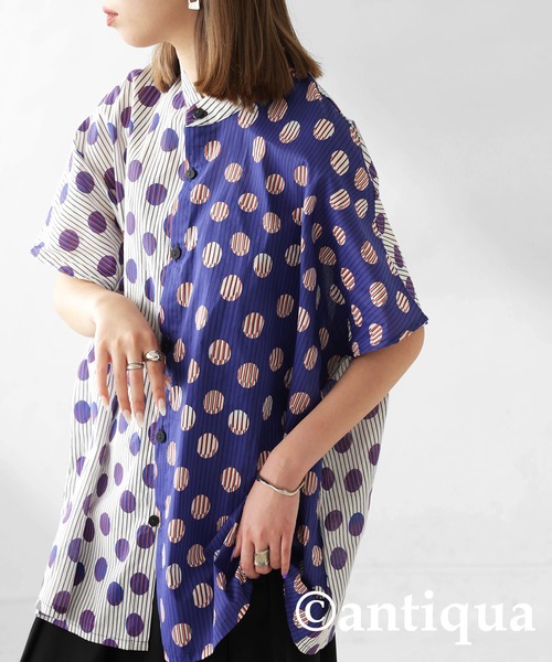 [antiqua] 7 минут рукав блуза ONESIZE белый женский 