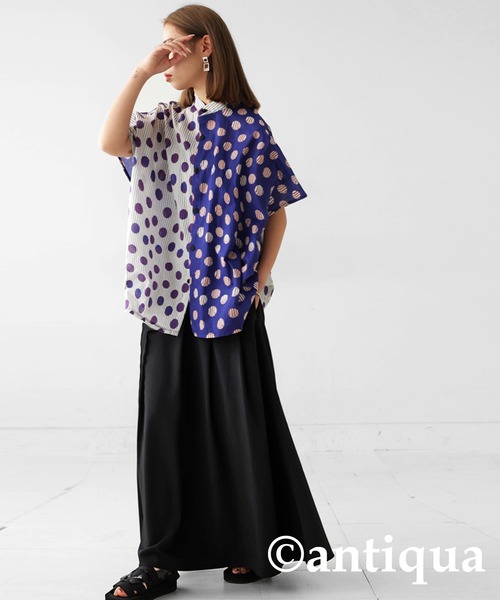 [antiqua] 7 минут рукав блуза ONESIZE белый женский 