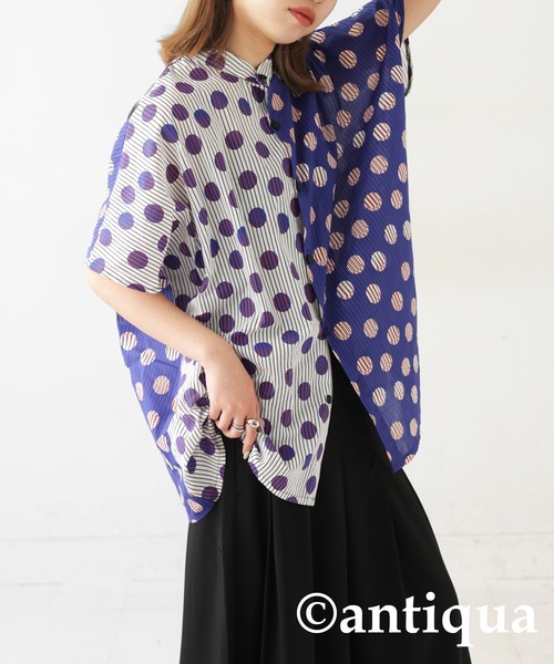 [antiqua] 7 минут рукав блуза ONESIZE белый женский 