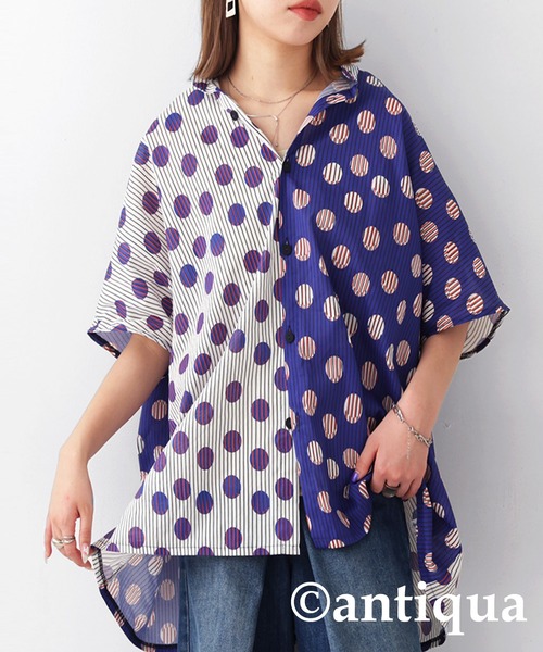 [antiqua] 7 минут рукав блуза ONESIZE белый женский 