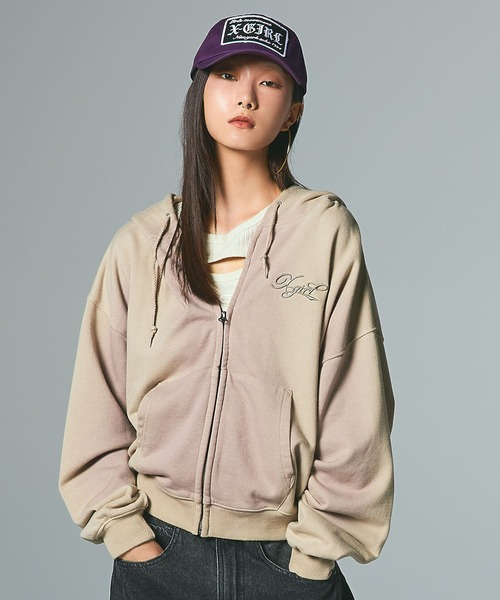 X-girl（エックスガール） パーカー SPRAY PRINT ZIP UP HOODIE