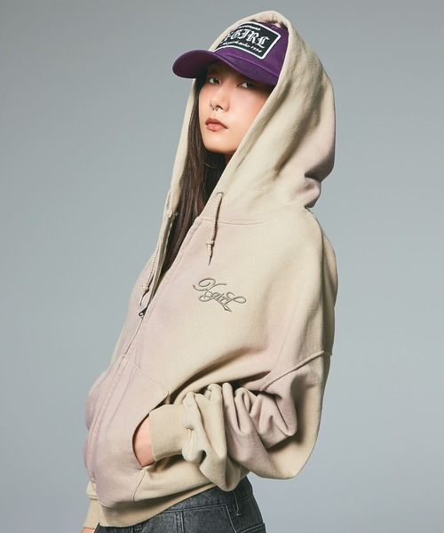 X-girl（エックスガール） パーカー SPRAY PRINT ZIP UP HOODIE
