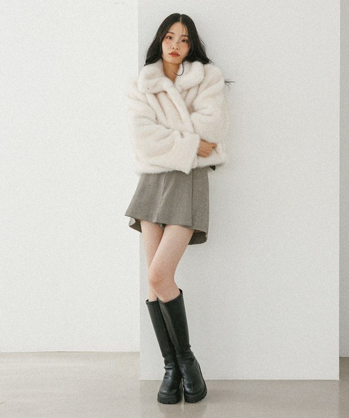 Heather（ヘザー） コート アウター MIXファーショートジャケット