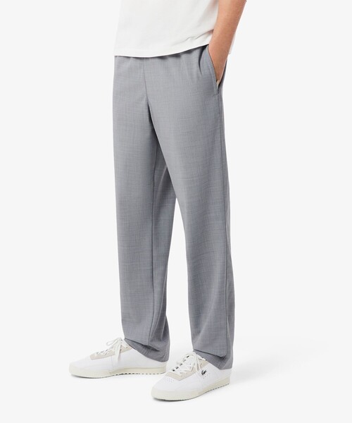 新品 未使用品 ラコステ LACOSTE スウェットパンツ グレー S LACOSTE（ラコステ） ワイドパンツ スラックス ウールフランネル