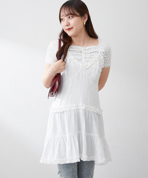 「continuer de NICE CLAUP」 ノースリーブチュニック FREE ピンク レディース_画像3