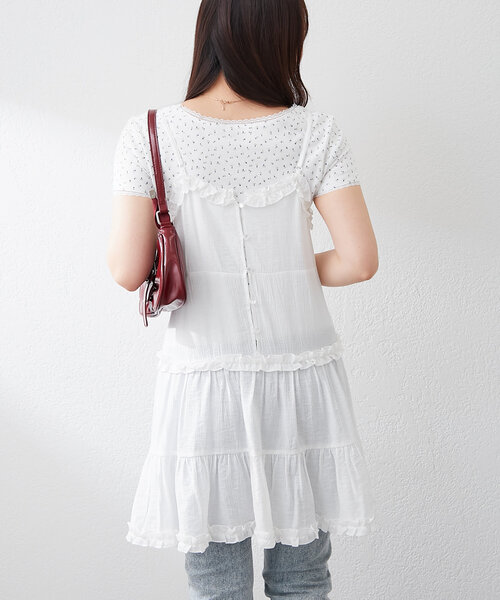 「continuer de NICE CLAUP」 ノースリーブチュニック FREE ピンク レディース_画像8
