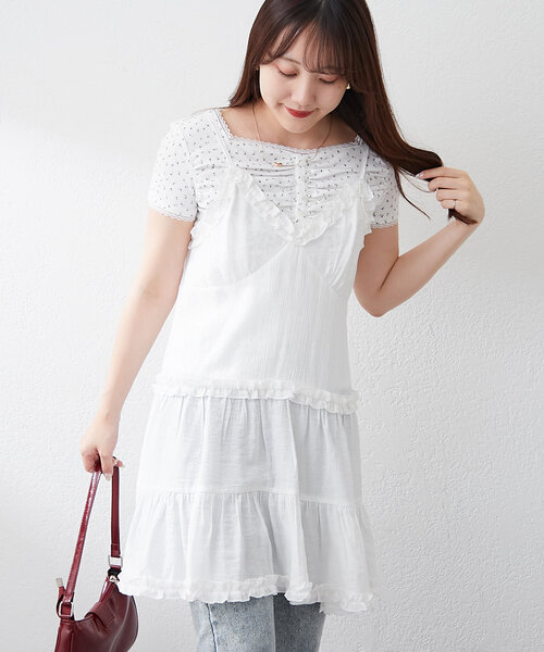 「continuer de NICE CLAUP」 ノースリーブチュニック FREE ピンク レディース_画像9