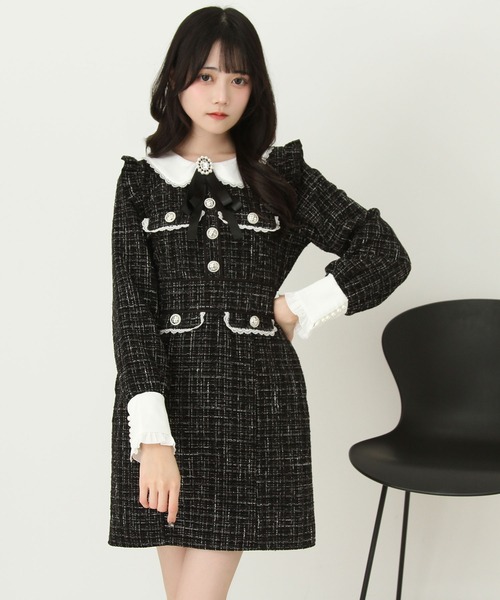 DearMyLove ワンピース ラメツイードリボンタイトワンピース