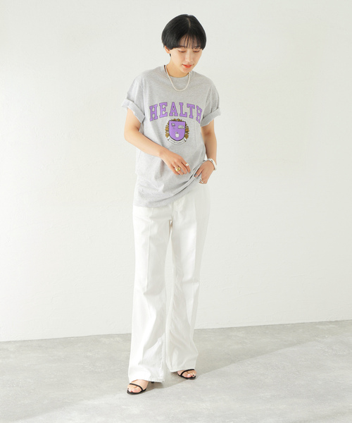 「SPORTY&RICH」 半袖Tシャツ SMALL チャコールグレー レディース_画像5