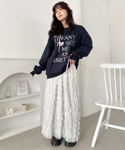 SOLLON.（ソルロン） スカート ドットフリフリボリュームロング