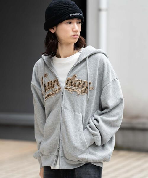WEGO（ウィゴー） パーカー WEGO/レオパードワッペンダブルZIPパーカー