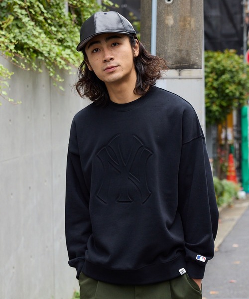 MLB トレーナー スウェット MLB/エムエルビー MLB CREW エンボス加工