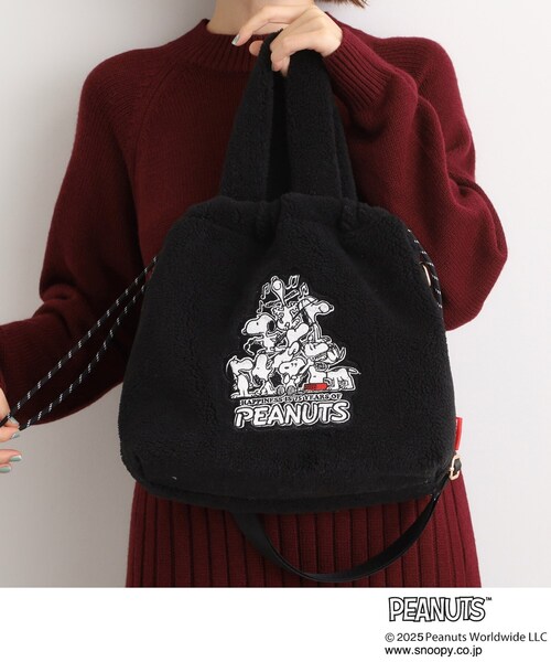 PEANUTS トートバッグ 「PEANUTS」ボア巾着トート レディース