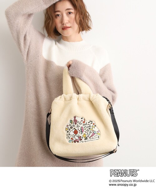 PEANUTS トートバッグ 「PEANUTS」ボア巾着トート レディース