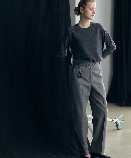 iCB Complete グレー チェック柄 パンツスーツ　42号 ICB（アイシービー） パンツ ウールガンクラブチェック テーパード