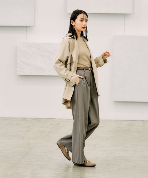 「GLOBAL WORK」 トレンチコート LARGE グレイッシュベージュ レディース_画像3
