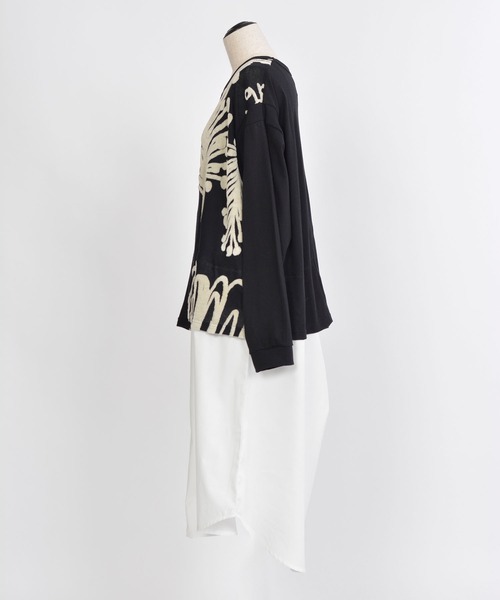 「gomme」 長袖ワンピース MEDIUM ブラック×ホワイト レディース_画像5