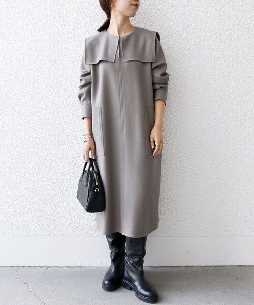 SHIPS any グレー ワンピース SHIPS any 「SHIPS any」 長袖ワンピース ONE SIZE グレー レディース