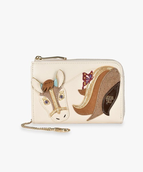 新品タグ付き【アナスイ】開運バタフライキー 鍵穴モチーフ 山羊革 二つ折り財布 ANNA SUI（アナスイ） 財布 バタフライポニー マルチケース レディース