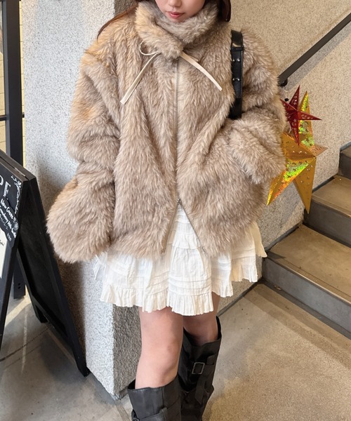 nemne（ネンネ） コート アウター フェイクファーリボンブルゾン