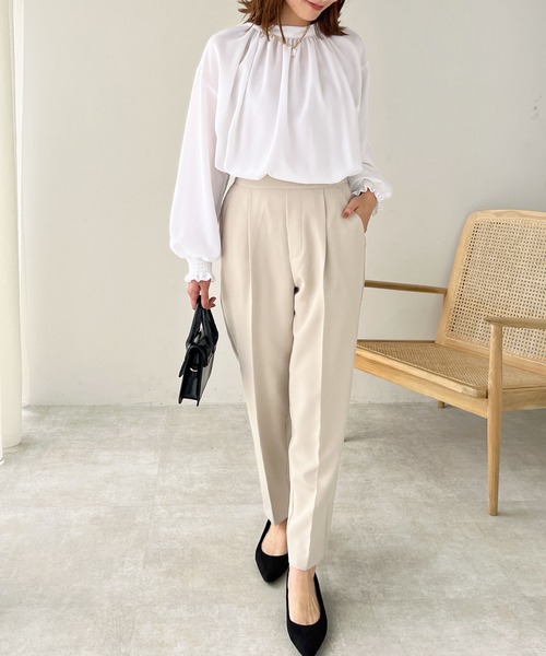 「GeeRA」 スラックス MEDIUM アイボリー レディース_画像5