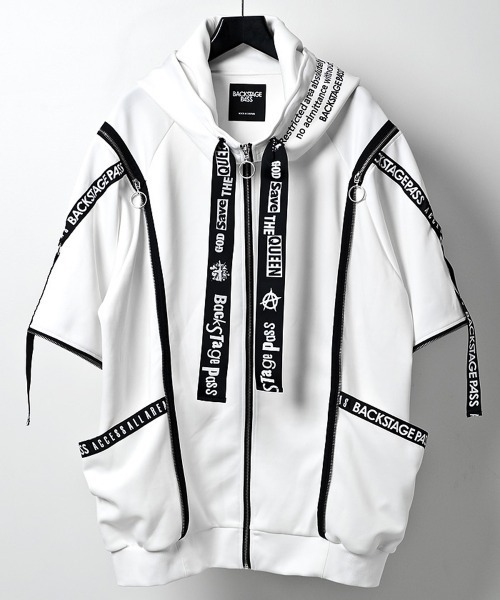 「BACKSTAGE PASS」 ジップアップパーカー FREE ホワイト メンズ_画像4