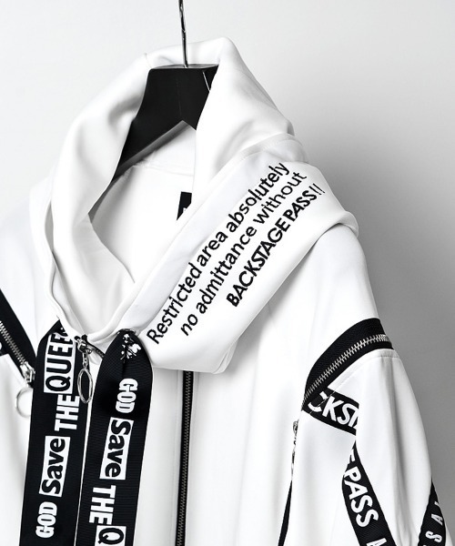 「BACKSTAGE PASS」 ジップアップパーカー FREE ホワイト メンズ_画像5